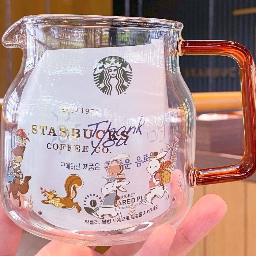 Starbuck cốc cốc thủy tinh 570ml cà phê dung tích lớn ly thủy tinh màu hồng sakura cốc cà phê cốc sữa uống kính văn phòng tách trà hộp quà tặng sáng tạo