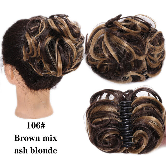 Synthetic Wig Messy Short Curly Hair Bun Doughnut Claw Clip Women's Wig Hair Bun