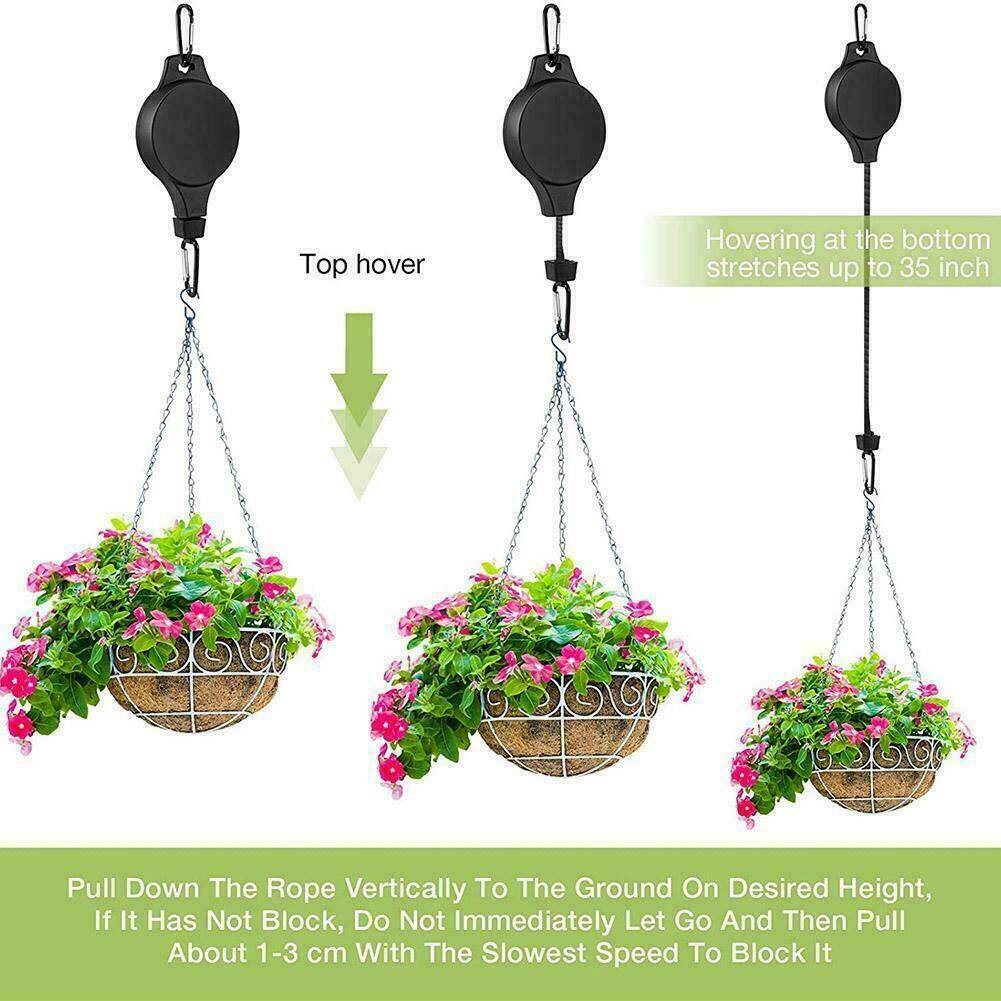 Lifting and Telescopic Flower Basket Hook Retractable Hook Hanging Pull Down Plant Basket Adjustable Hangers for Gardening Flower Pots Plant