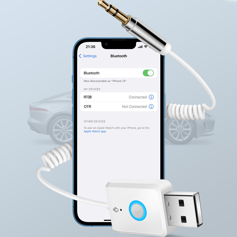 RT08 Bộ Thu Bluetooth 5.0 Bộ Phụ Kiện Xe Ô Tô USB Mini Giắc Cắm 3.5MM Âm Thanh AUX Cho Loa Rảnh Tay
