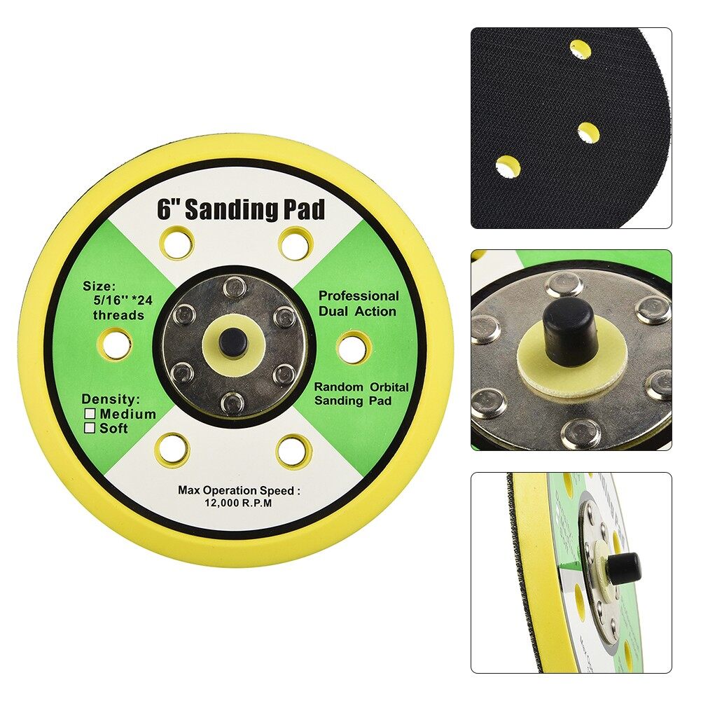 Unnicoco SANDING PAD Sanding Pad Woodworking 5/16-24 Male Thread 6\" For Sander Durable
