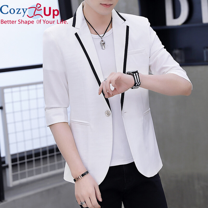 Áo Blazer Cozy Up Tay Lỡ 3/4 Cho Nam, Áo Blazer Mỏng Một Nút Thường Ngày Màu Trơn
