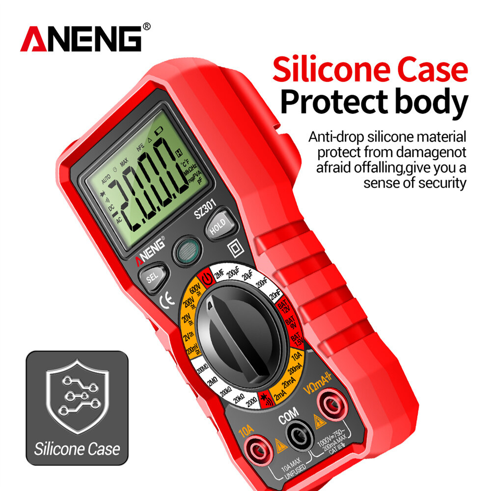 ANENG SZ301 600V Digital Multimeter 2000 Count High-precision Intelligent AC/DC Votage Current Automatic Tester Electrical Resistance Ohm Ammeter Capacitance Meter