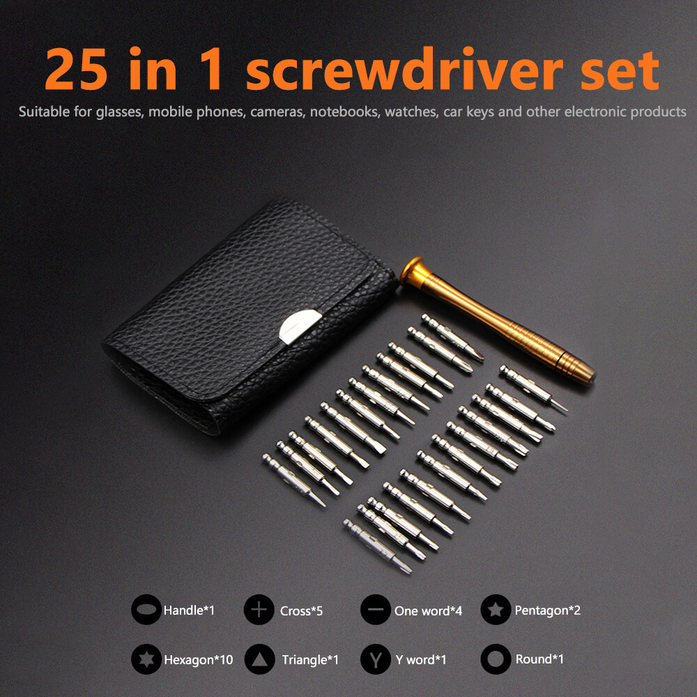 Diymore 25 in 1 multifunctional screwdriver set, manual metric screwdriver screwdriver screwdriver bit set, mobile phone, laptop maintenance tool, mobile phone, computer, camera, watch disassembly maintenance tool set