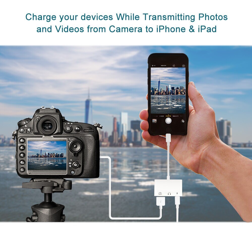 Bộ Chuyển Đổi 3 Trong 1 Lightning Sang Audio USB 3 Bộ Chuyển Đổi Đầu Đọc Thẻ Máy Ảnh Lightning Sang USB 3 Cho iPhone 14 13 12 Pro Max 11 X Xs Max iPad IPod