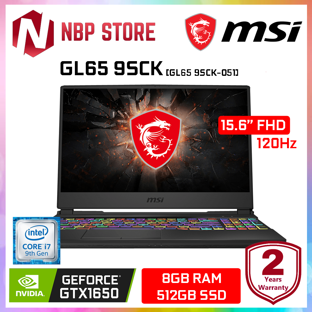 MSI GL65 9SCK-051 15.6 FHD 120Hz Gaming Laptop ( i7-9750H, 8GB, 512GB SSD, GTX1650 4GB, W10 ) Malaysia