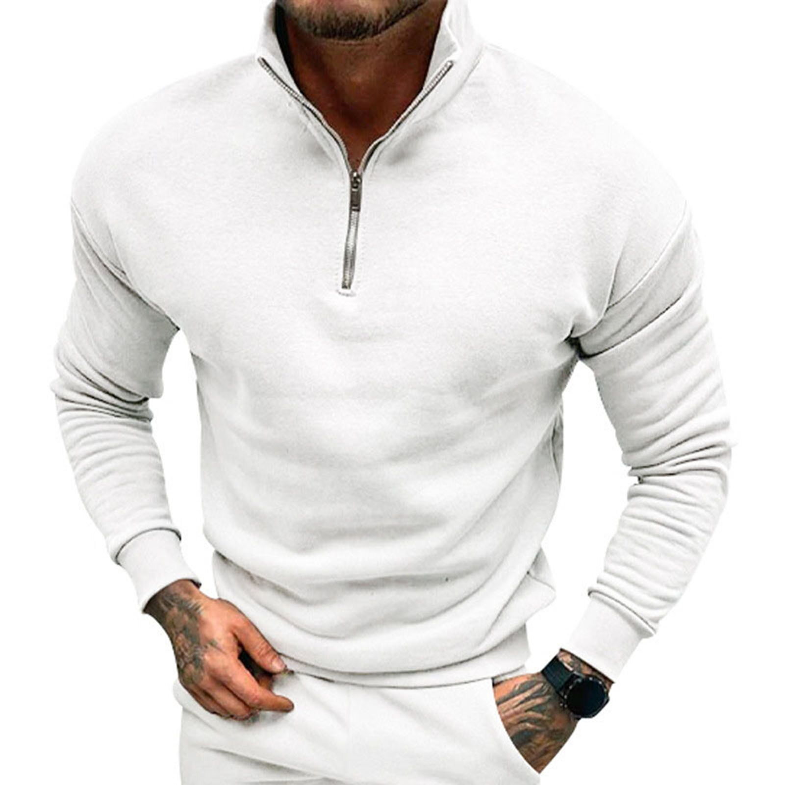 ECHIDNA Stand Collar Men Top Men Sweater Men's Winter Pullover with Stand Collar and Zipper Stay Warm and Trendy with720_voghion.com