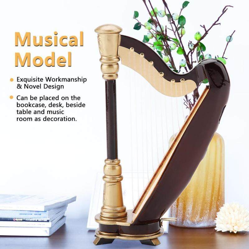 Qianmei Wooden Miniature Harp with Gift Case Instrument Model Musical Gifts Ornaments Malaysia