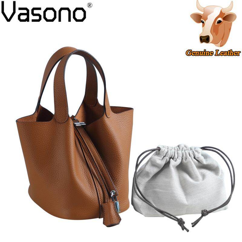 2020 New High Quality Grain Top 100% Pure Cowhide Picotin Women's Bag Top Handbag Holder Bag Bucket Bag