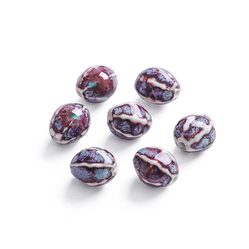 5pcs/Bag 16x14mm High Quality Unique Delicate Handmade Chinese Ceramic Porcelain Geometry Oval Shape Beads Charm For Earring Necklace Bracelet DIY Jewerlry Craft Making Accessories