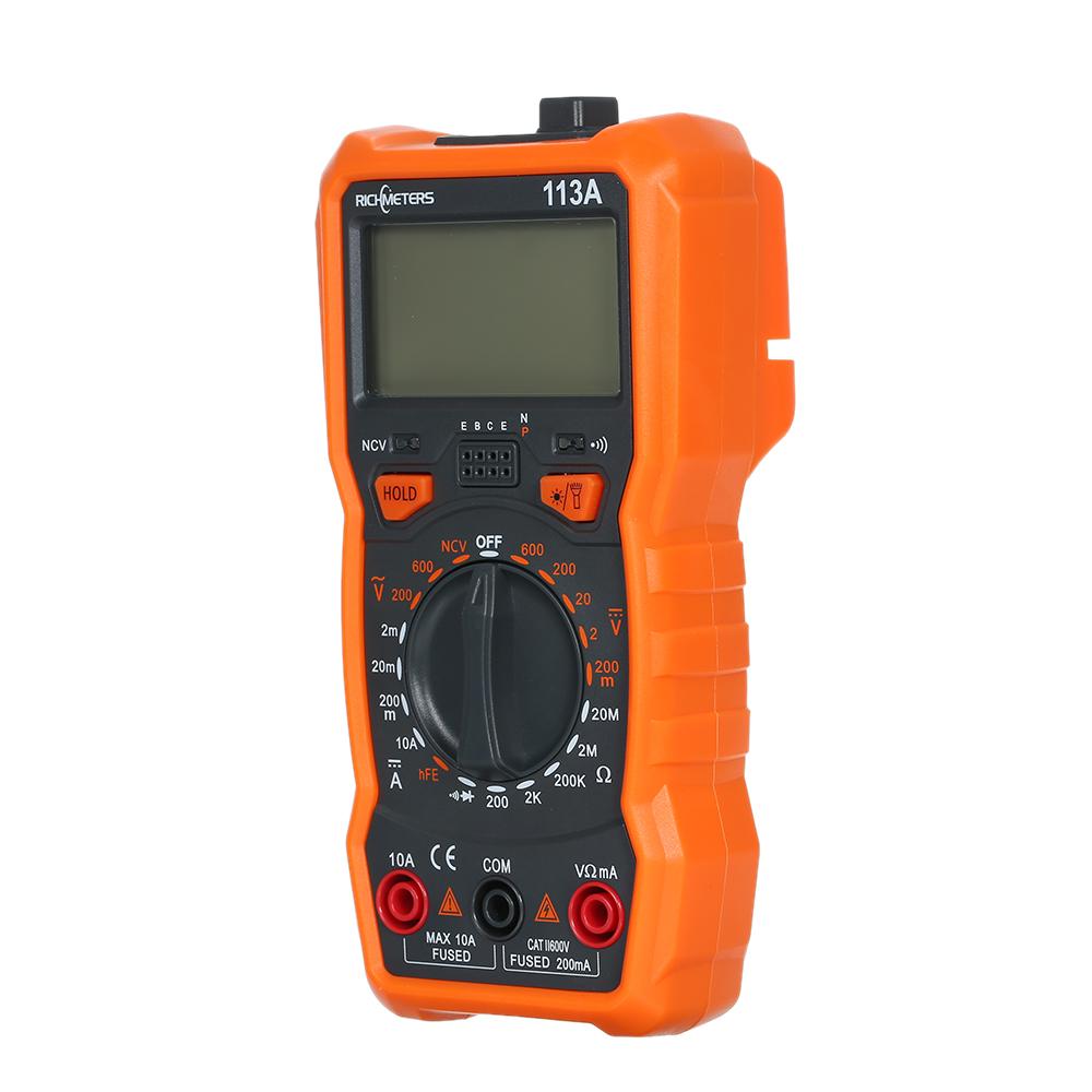 RICHMETERS RM113A NCV Digital Multimeter 2000 Counts HFE AC/DC Voltage Measuring Meter  with Magnetic Suction Flash Light Backlight Large Screen Multi-meter