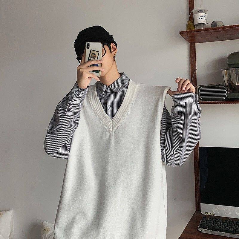 Fashion Pullover Net Red Sweater Vest Korean Popular Sweater Sweater Sweater Youth Sleeveless V-Neck Sweater Vest