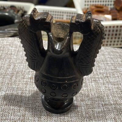 Antique Miscellaneous Antique Making Old Warring States Jade Carving Collection Jade Pendant Jade Wall Decoration Meteorite Double Dragon Vase