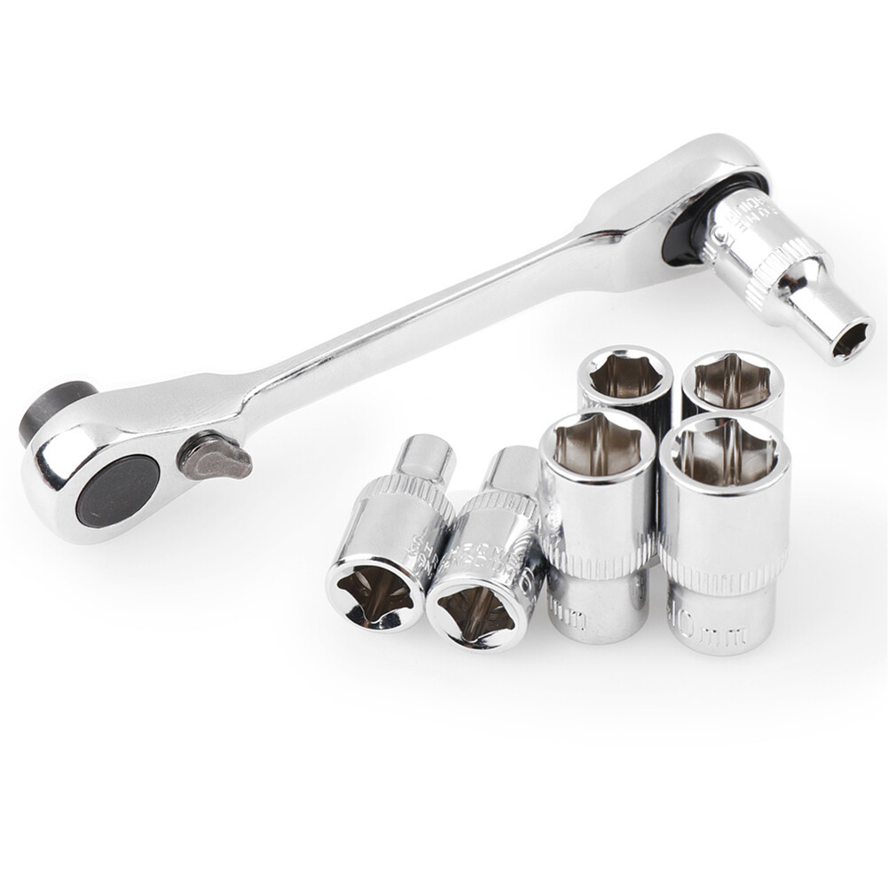 Xiaxuannai®Mini 1/4Inch Ổ Cắm Nhanh Hai Đầu Cần Cờ Lê Bánh Cóc Dụng Cụ Mũi Tuốc Nơ Vít