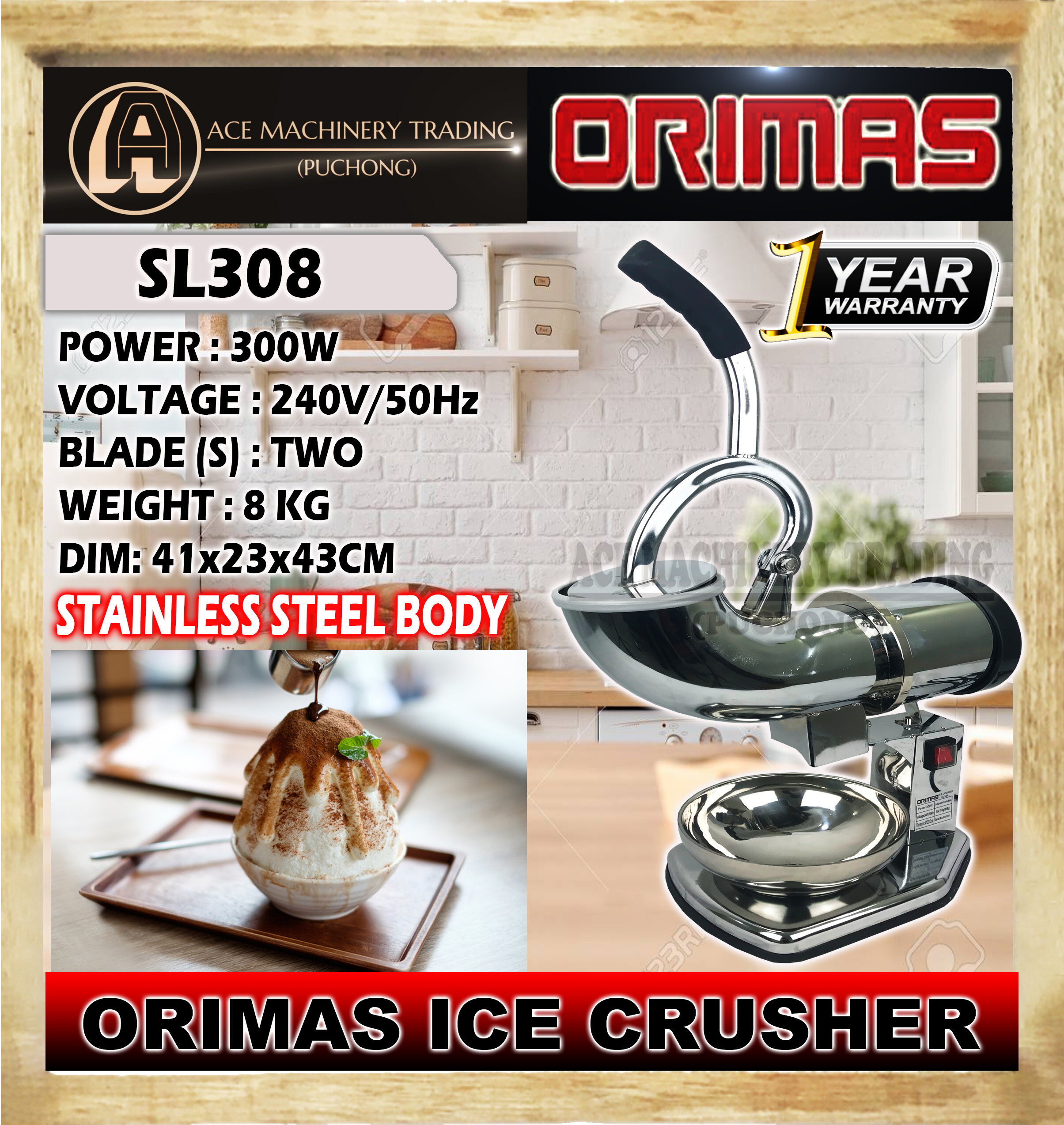 ORIMAS ELECTRIC ICE CRUSHER MACHINE AIS KACANG ABC ICE SHAVING MACHINE