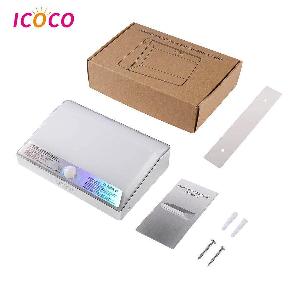 ICOCO 3 W 48 LED Năng Lượng Mặt Trời Cảm Biến Chuyển Động Ánh Sáng Sân Vườn Dán Tường Trang Trí Nhà Cửa Ngoài Trời Chống Nước Chiếu Sáng Đèn Năng Lượng Mặt Trời