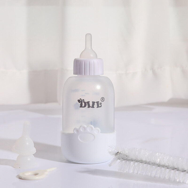 DUDU Pet Feeding Bottle Kit Kitten Bottle Can Squeeze Liquid Puppy Nursing Bottle Kit and Replacement Mini Nipples for Kitten Puppy Small Pet Feeding Tool