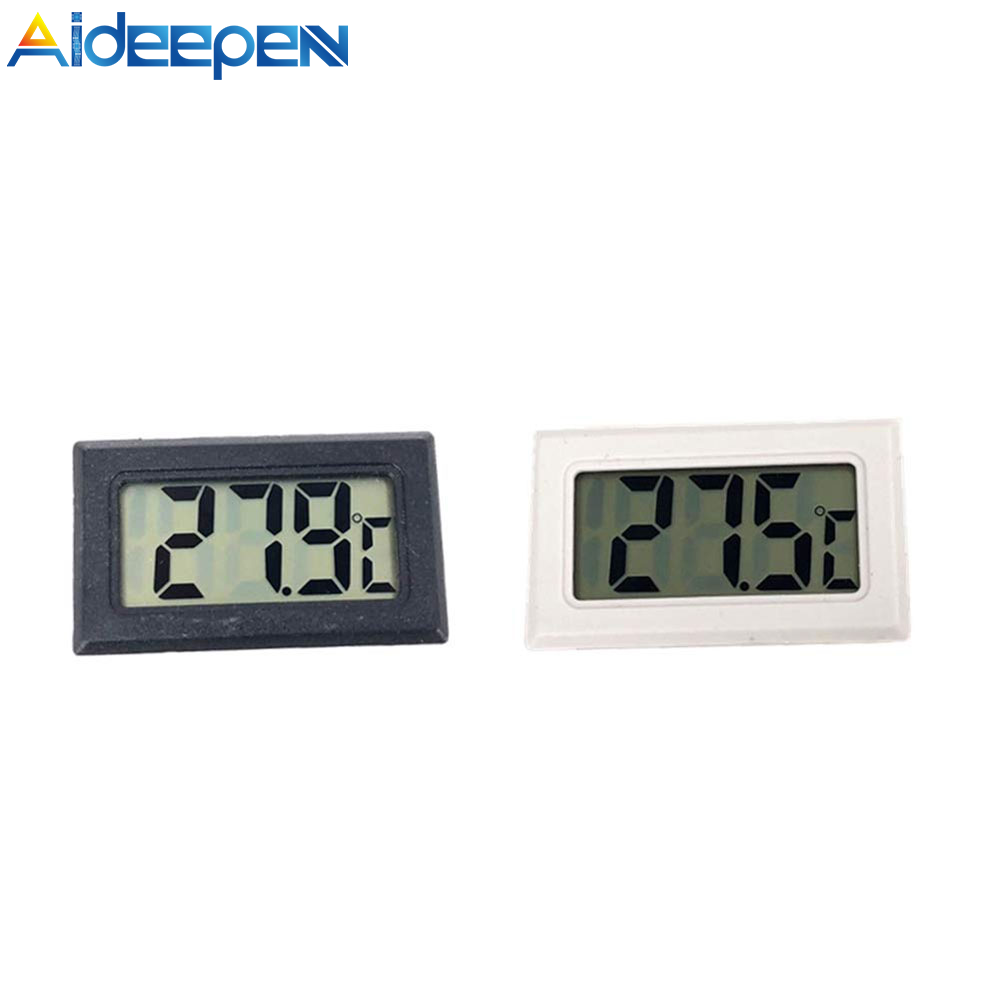Aideepen Embedded Digital Thermometer with Built-in Probe and LR44 Battery Black Rectangular Thermometer Hygrometer Aquarium Temperature Humidity Meter