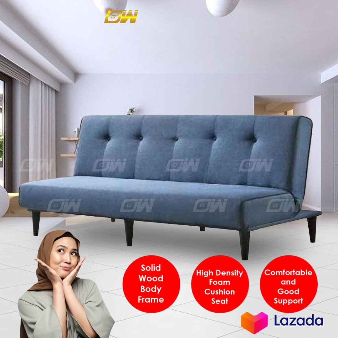 Blue 5Feet Fabric Sofa Bed / Living Hall Sofa / Lounge Sofa Bed