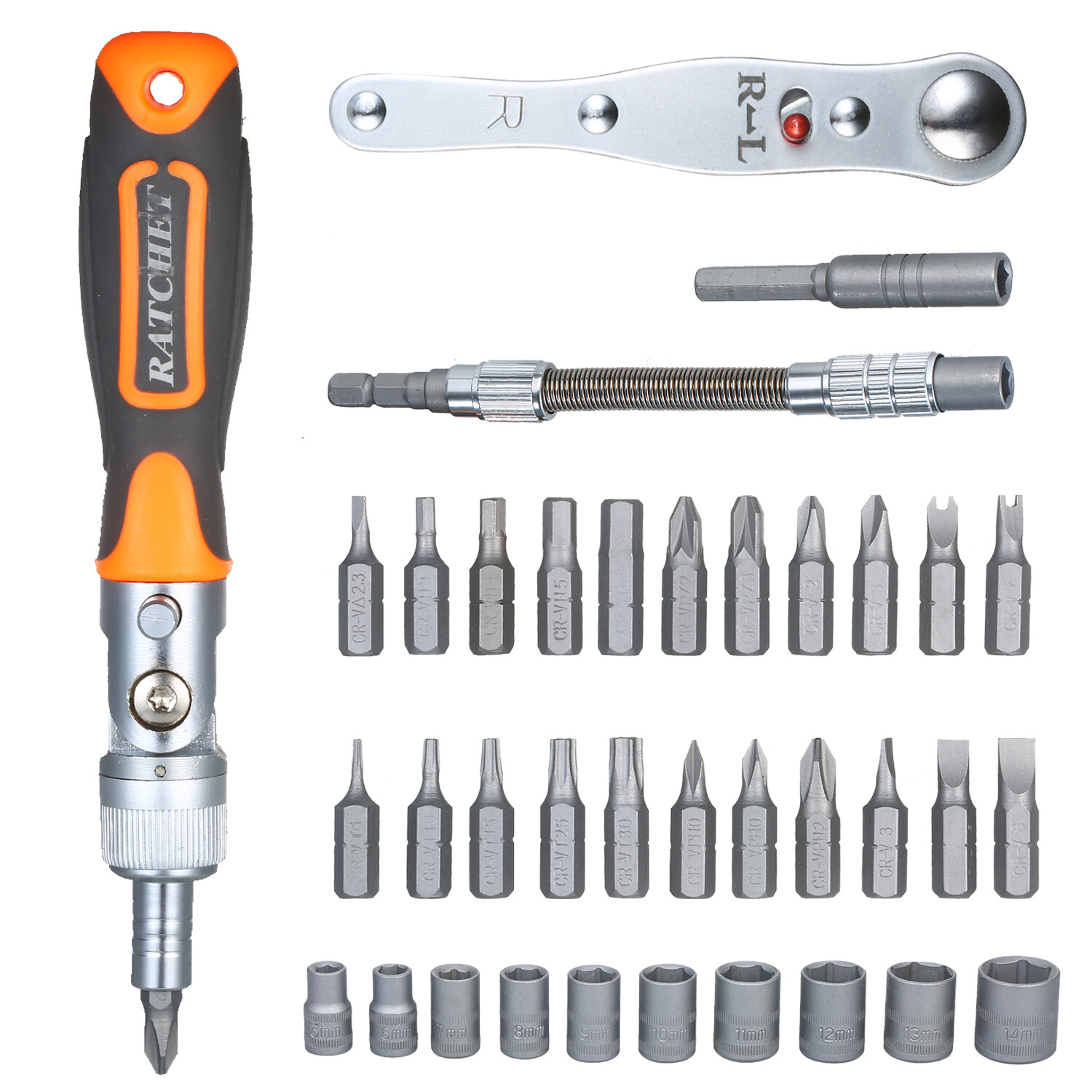 38pcs Precision Ratchet Screwdriver Bit Set M-agnetic Screwdrivers Kit Electronics Repair Tool Kit with Flexible Shaft Extension Rod for Phone Laptop Watch and Other Electronic Devices