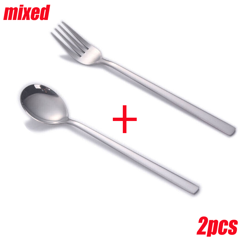 Polocat 1/4/8pcs Korean Stainless Steel Spoon Fork Thickened Cutlery Square Shank Tableware#1
