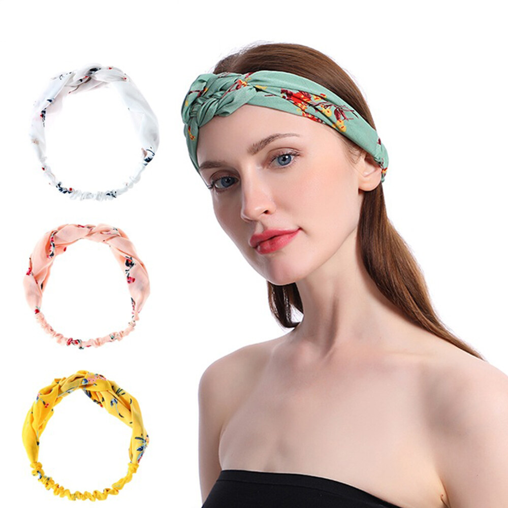 Giá bán 1 * Mềm Nơ Nữ Thời Trang Đeo Chéo Hairbands In Họa Tiết Hoa Dây Đeo Đầu Voan