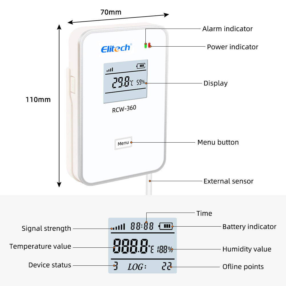 RCW-360 WIFI Remote Wireless Temperature and Humidity Data Logger Temperature Recorder Data Logger APP Cloud Data Storage