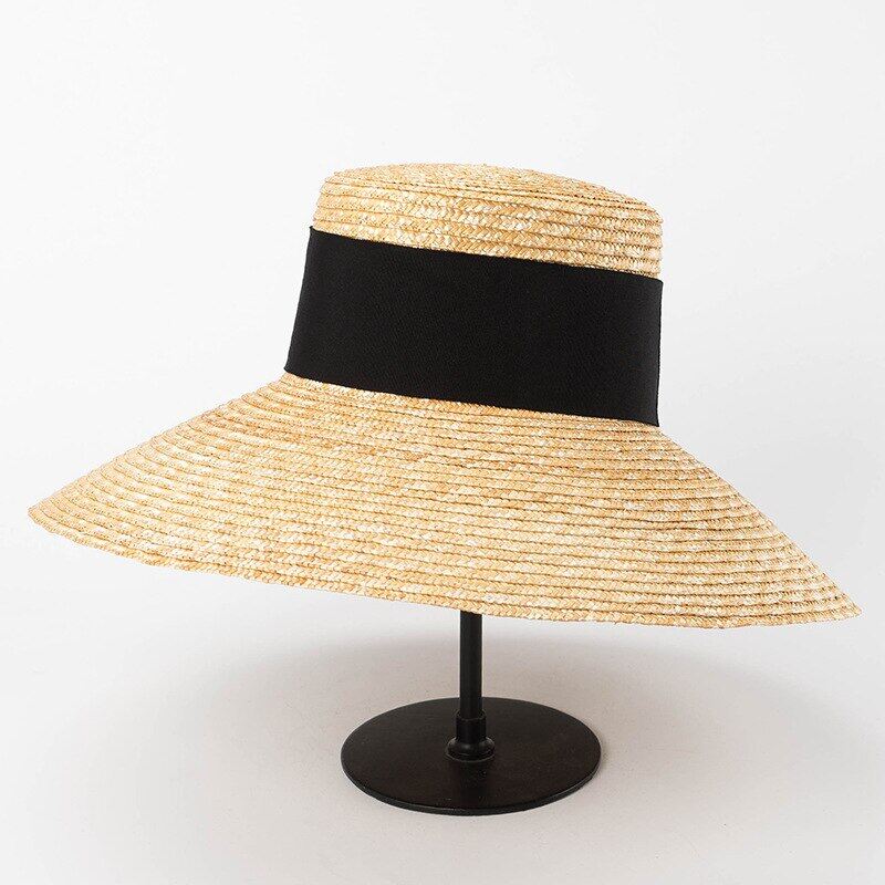 2023 New Wide Brim Beach Hats With Neck Tie For Women Large UV Protection Sun Hats Summer Big Brim Wheat Straw Hats Wholesale