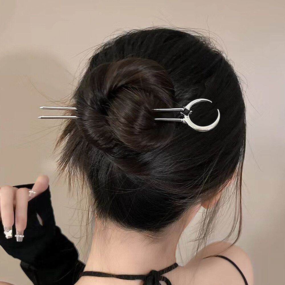 Trendy Crescent Moon Shape Hairpins Simple U-Shape Hairpins Disk Hairstick