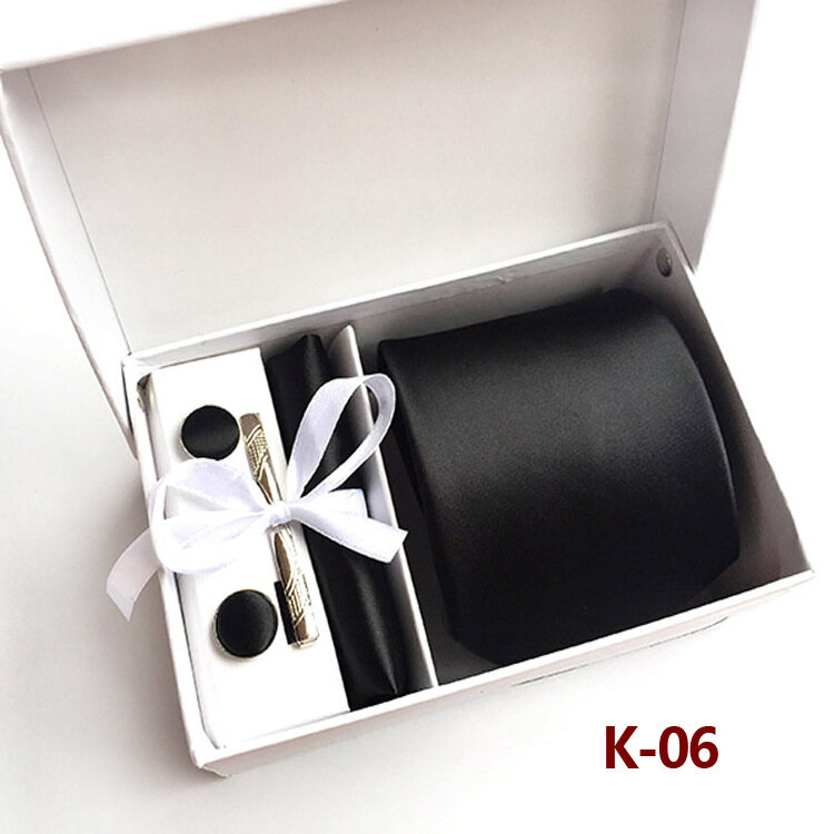 Cozy Up Men Luxury Business Dye Tie 6pcs/Set Gift Box Jacquard Tie and Pocket Square Clip Cufflinks Handkerchief Blue Necktie for Men Gift Set