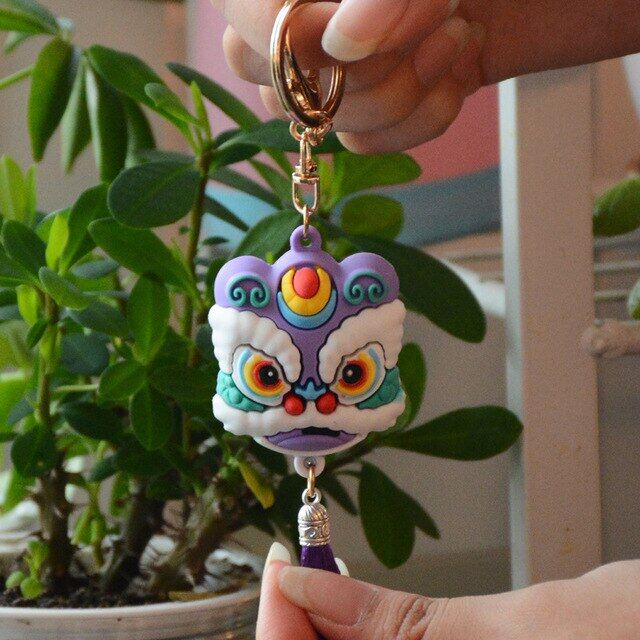 Hot Sell Creative Chinese Style Lion Dance Keychains For Woman Exquisite Bag Car Pendants Female Mid-Autumn Festival Jewelry