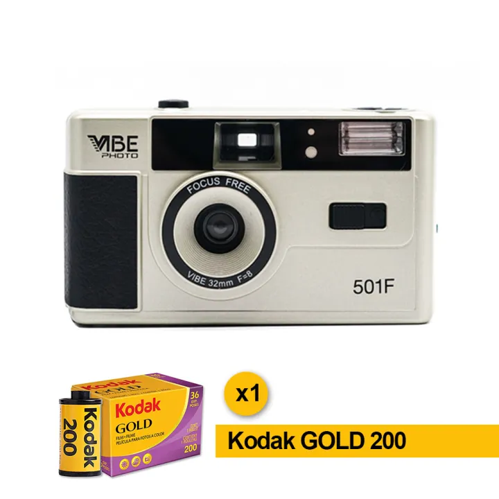 vibe 501f photo 35mm film camera retro manual 135 film reusable camera kodak gold 200 35mm roll film 36 exposures