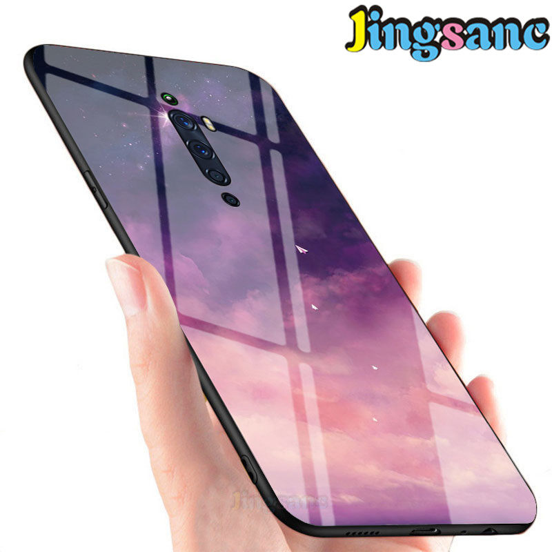 Jingsanc For OPPO Reno2/Reno2 F Phone Case Rainbow Gradient Fantasy Starry Glass Colorful Case Scratchproof Soft TPU Edge Casing Cover For OPPO Reno 2/Reno 2F