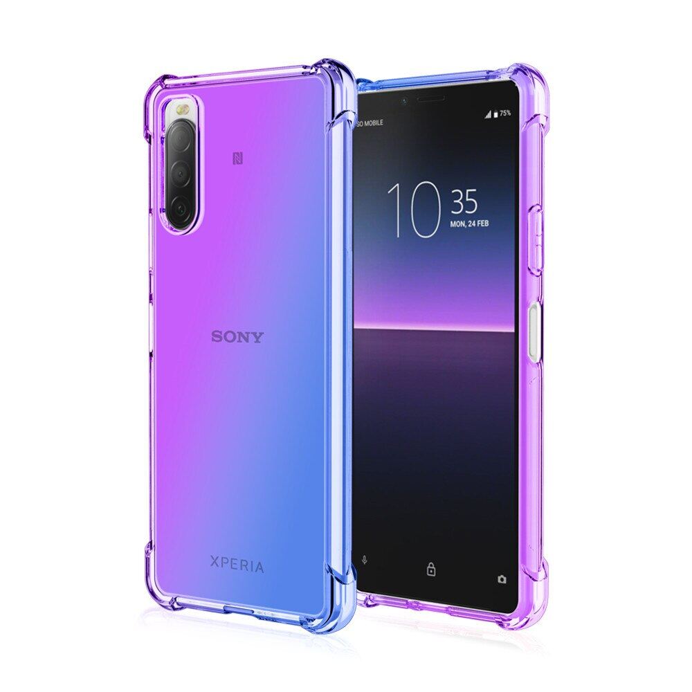 Clear Gradient Phone Case For Sony Xperia L4 1 5 8 10 II Airbag Protect Shockproof Soft TPU Back Cover