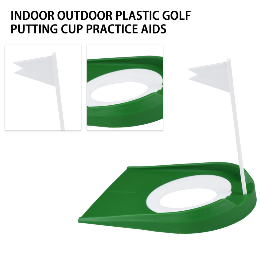 Indoor Outdoor Plastic Golf Putting Cup Practice Aids With Adjustable Hole White Flag Green Practice Aid Home Yard Outdoor Training