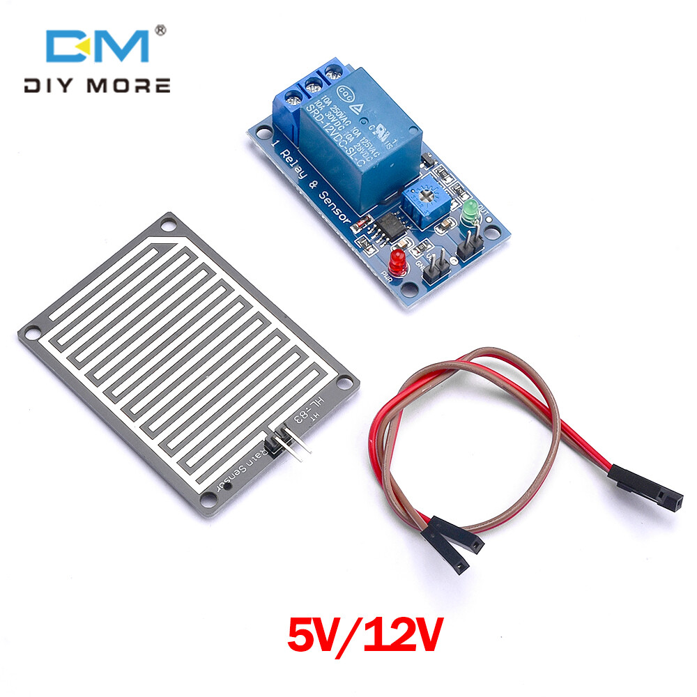 diymore 5V 12V Raindrops Controller Module Rain Sensor Relay Module For Arduino Foliar Moisture M35 Monitor Weather Board High Frequency