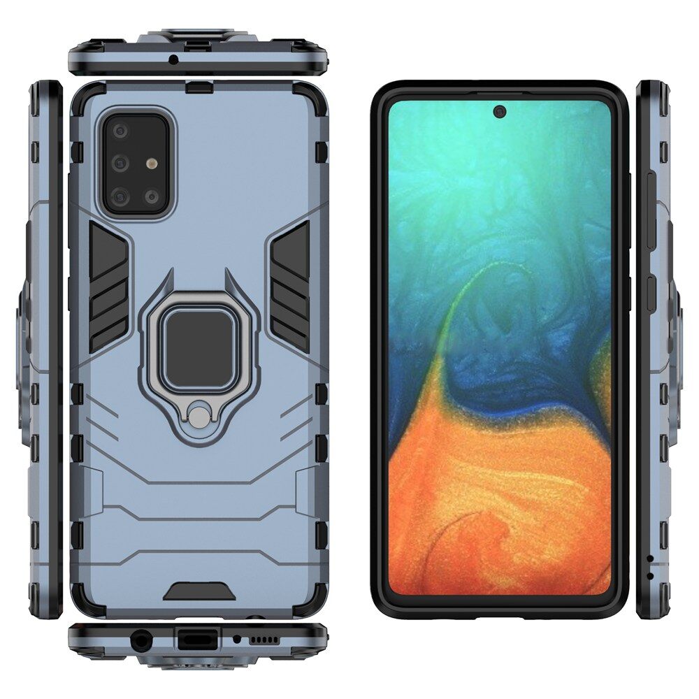 For Samsung Galaxy A71 Armor Case With Stand Magnetic Ring Holder Bracket Anti-Fall Soft Edge Shockproof Back Cover Casing