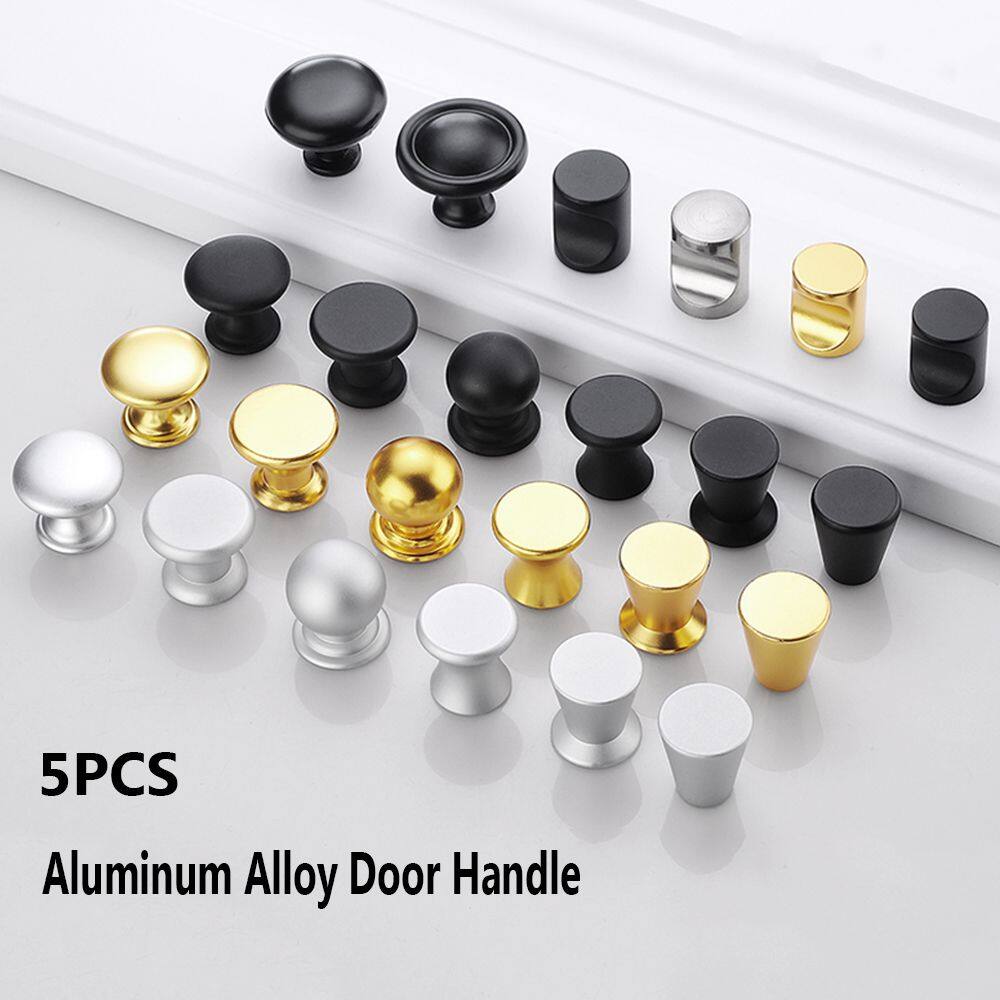 5Pcs Round Brass Dresser Knobs Kitchen Cupboard Drawer Pulls Cabinet Door Black Copper Handles Niture Hardware