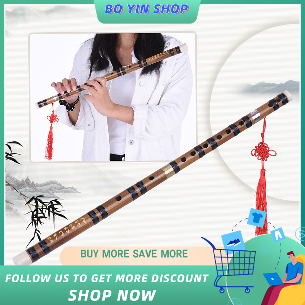 Pluggable Handmade Bitter Bamboo Flute/Dizi Traditional Chinese Musical Woodwind Instrument in E Key for Beginner Study Level