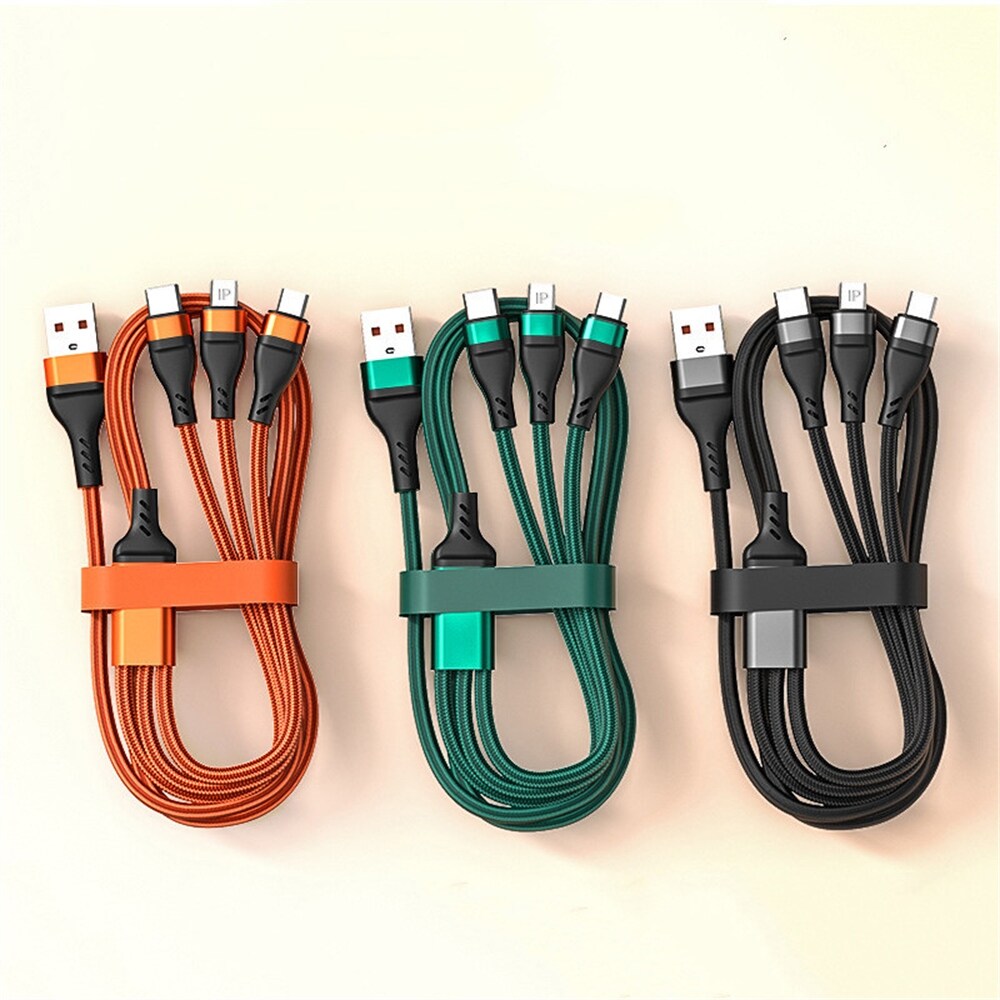 {hot} 6A 3 in 1 Charging Cable Type-C Micro USB Fast Charger Data Cables For iPhone Sansung Xiaomi Huawei
