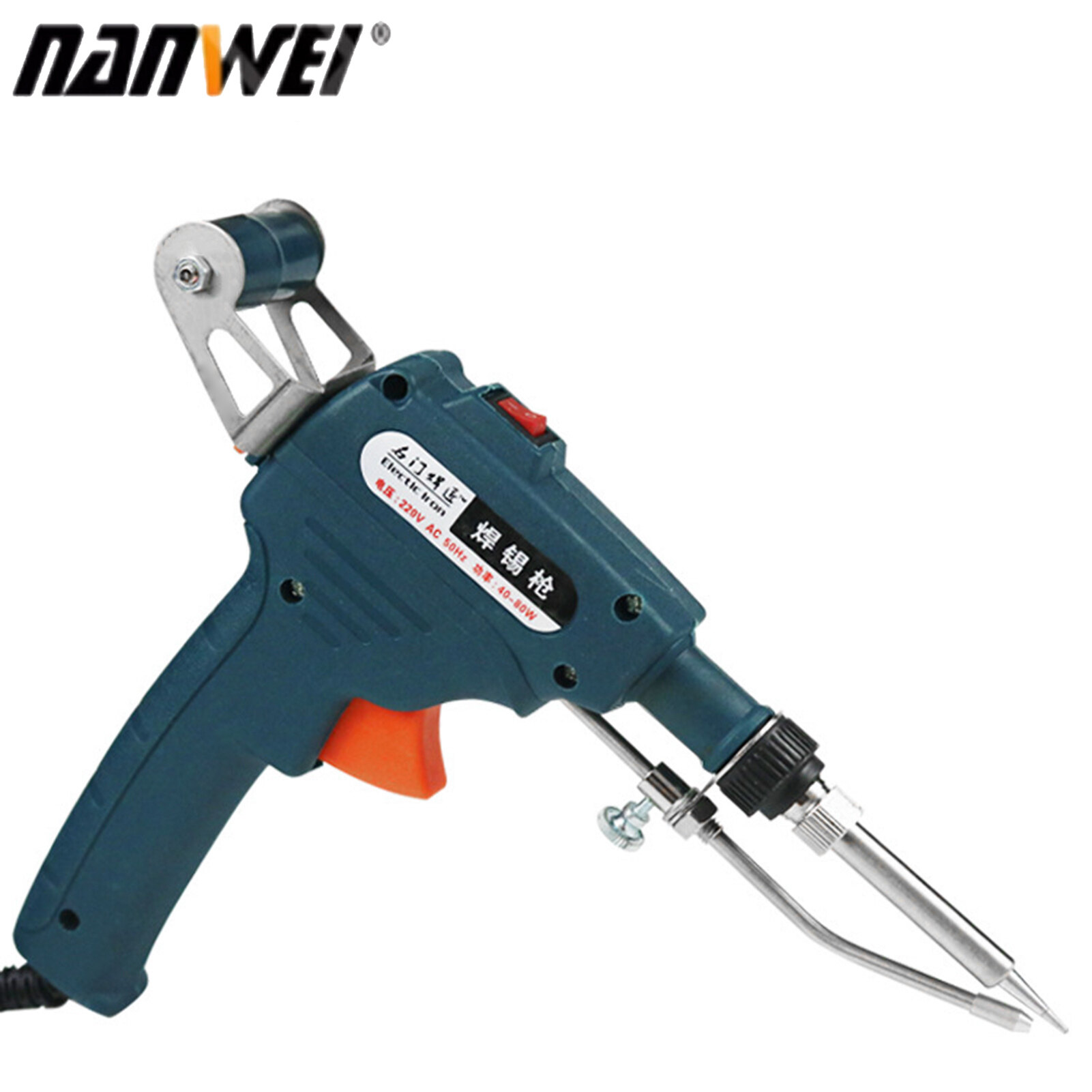 NANWEI 60W Handheld Soldering G-un Internally Heated Electric Soldering Iron Tin Wire Welding Tool -- One Hand Easy Operation