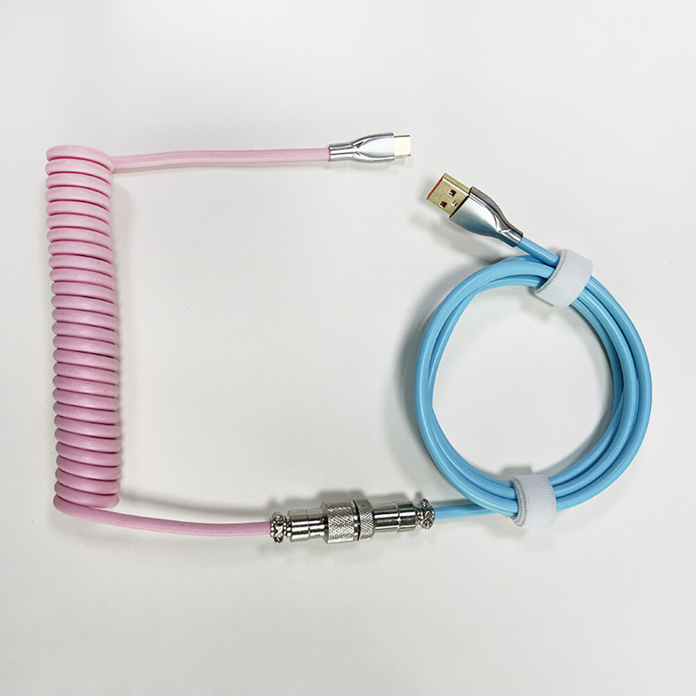 Mechanical Keyboard Aviator Cable Coiled Type-C USB Aviation Connector Spring Wire Desktop Computer Decoration Charging Cord Kit Accessory