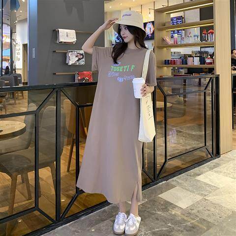 Dress Pregnant Woman Korean Style Polyester Cute The Large Size Maternity Dress Cover Belly Loose Summer Over-the-knee Long Pregnancy Skirt 20