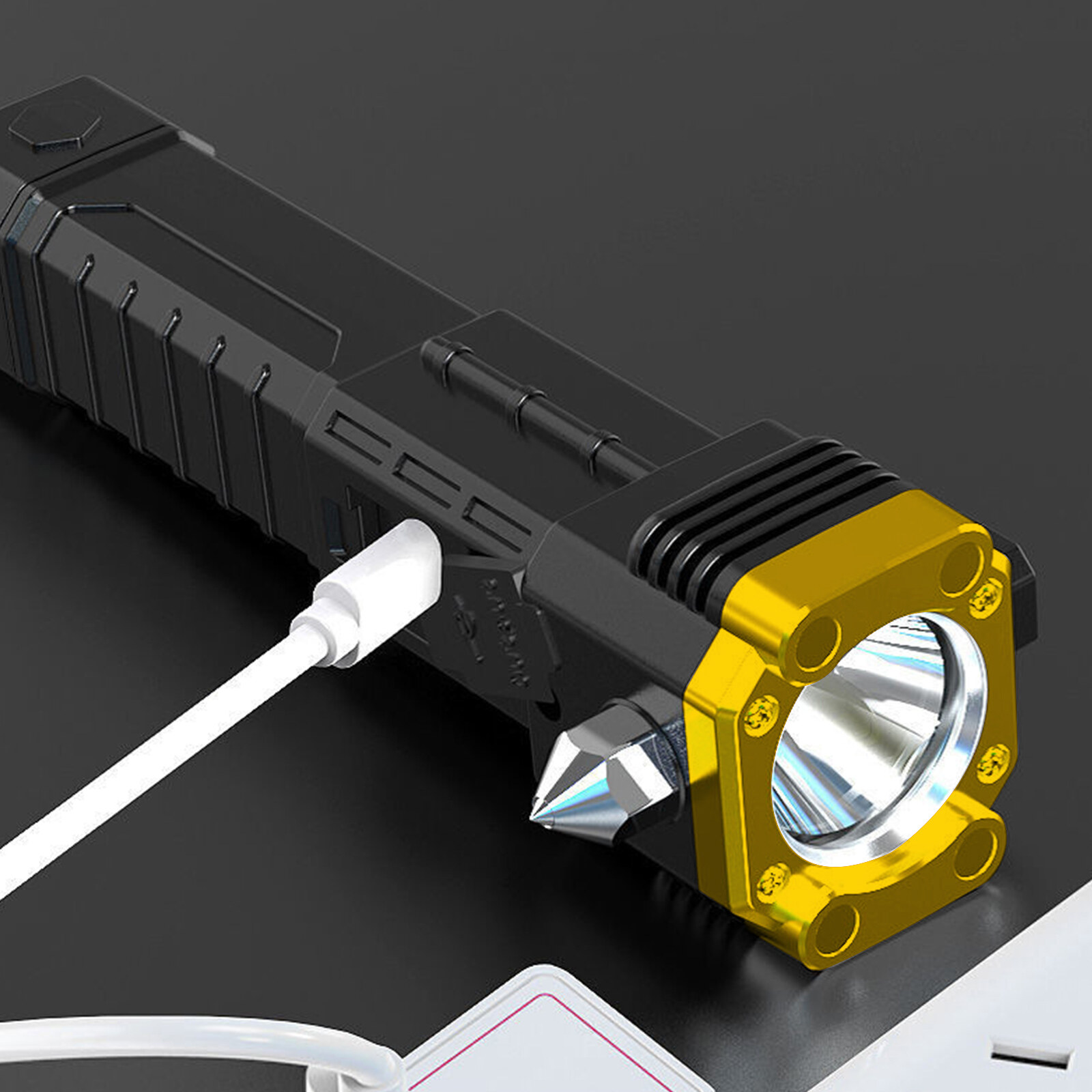 Đèn Pin LED Đa Năng Đèn Công Cụ Tất Cả Trong Một Cho Dụng Cụ Phá Kính An Toàn Xe Hơi