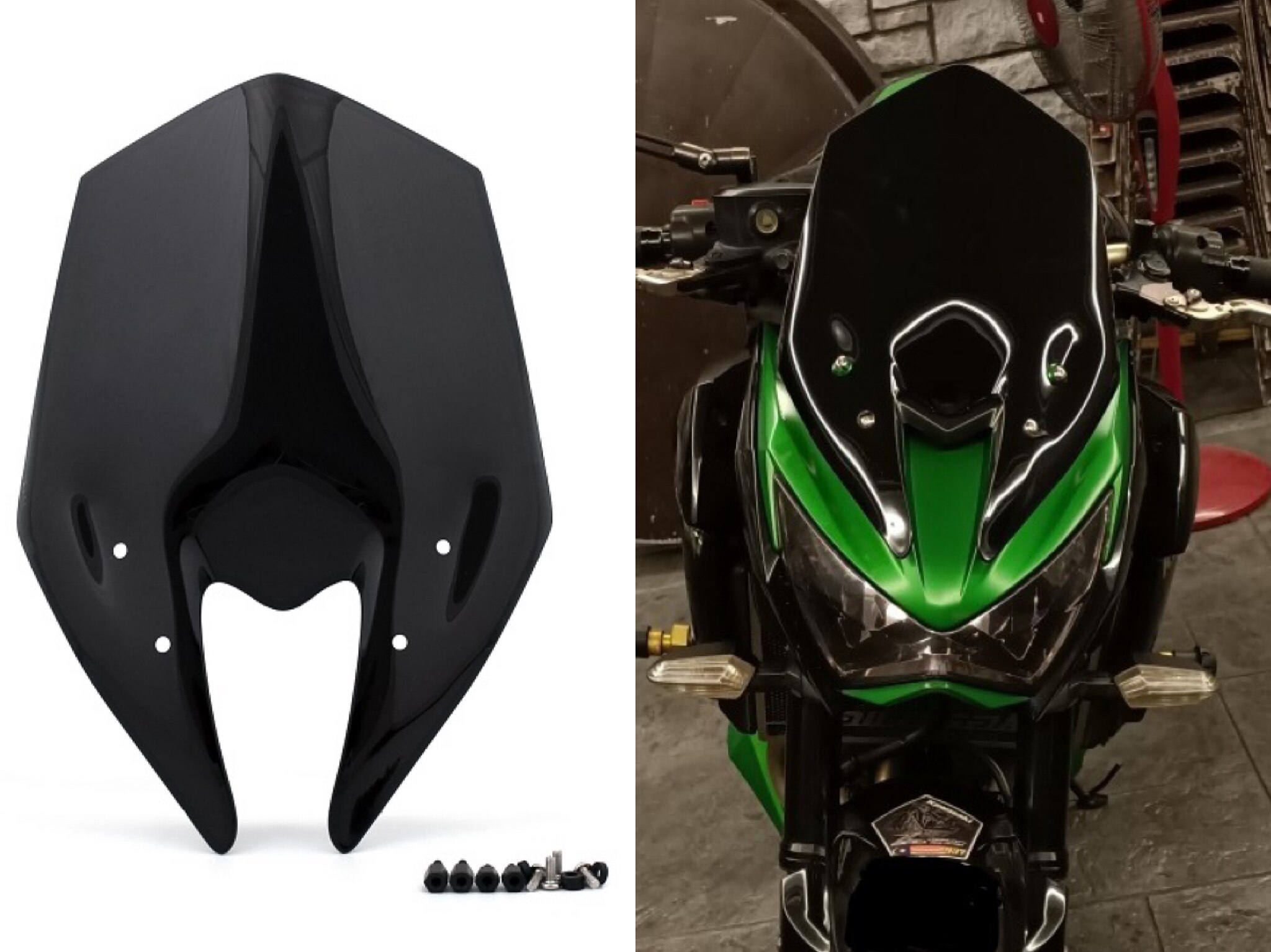 Xuming Kính Chắn Gió Kính Chắn Gió Bong Bóng Kép Cho Kawasaki Z800 2013-2014 Màu Đen