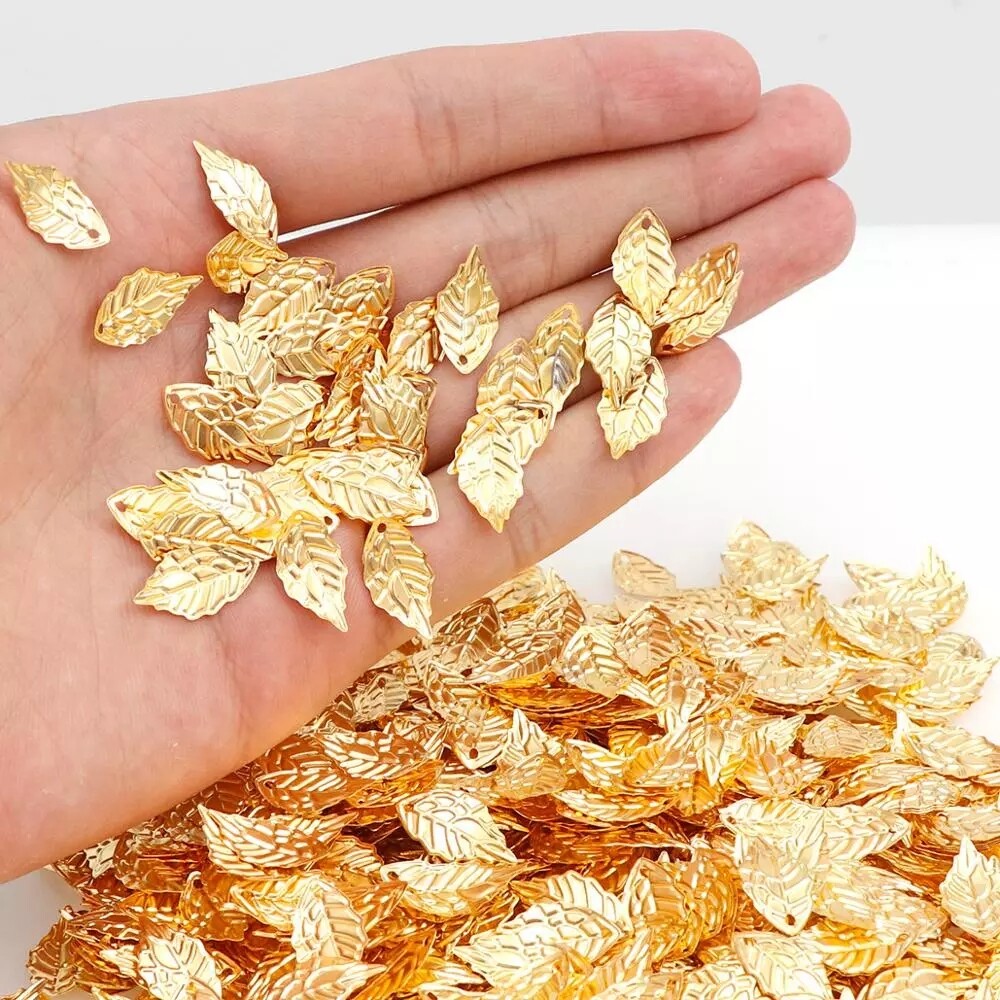 【♡Lovely girls house♡】20pc Lot Gold Metallic Charms, Stamping Leaf Earring Charms, Pendants for DIY Jewelry 10 * 19mm