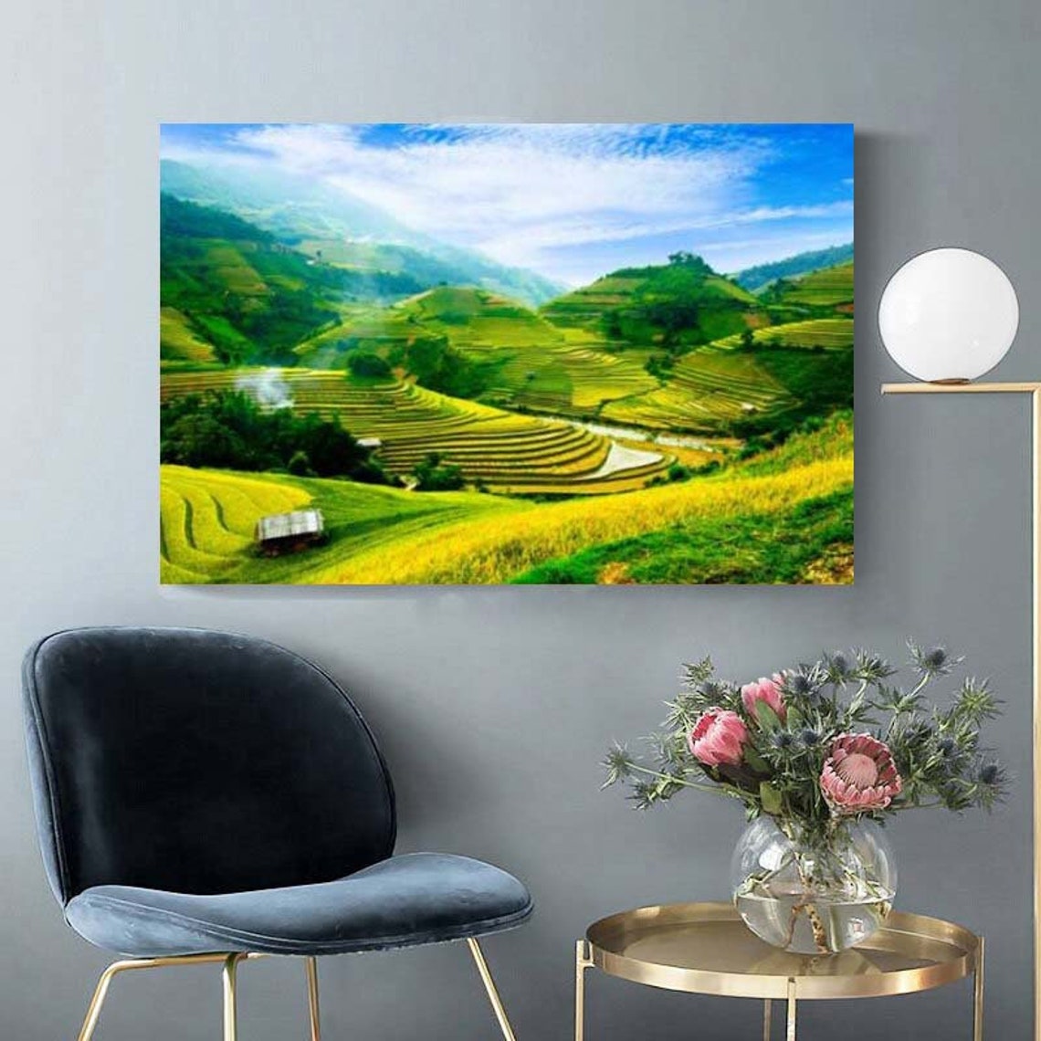 Cagbas Rice Field Rice Field Original Home Art Rice Terrace Large Print CanvasHoliday ...