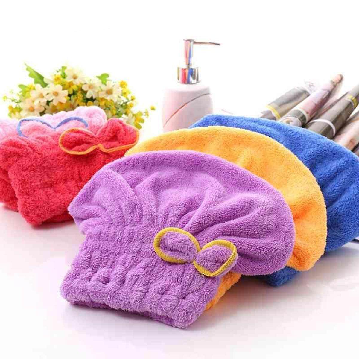 Nhanh Khô Tắm Microfiber Tóc Quấn Khăn Tắm Spa Nơ Tắm Mũ Đội Đầu Nón