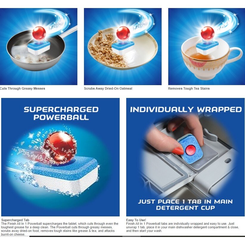 [112 Tabs] Finish All In 1 Powerball Dishwasher Detergent Dish Cleaner