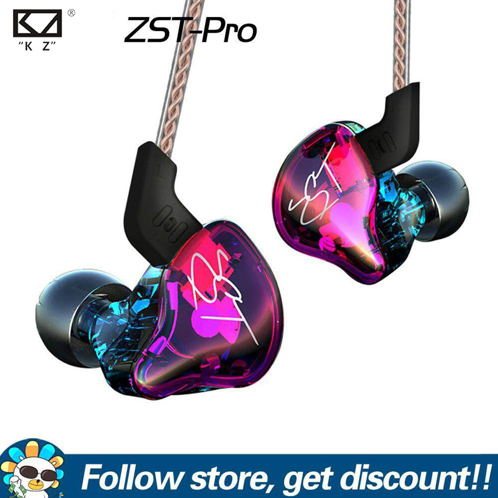 KZ ZST Pro Armature Dual Driver Earphone Detachable Cable In Ear Audio Monitors Noise Isolating HiFi Music Sports Earbuds 3.5mm In Ear Wired Music Earphones With Microphone for Iphone Xiaomi Huawei Phones MP4 MP3 Player